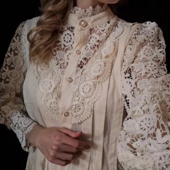 Lace blouse floral womens clothing long sleeve - Picture 14 of 14